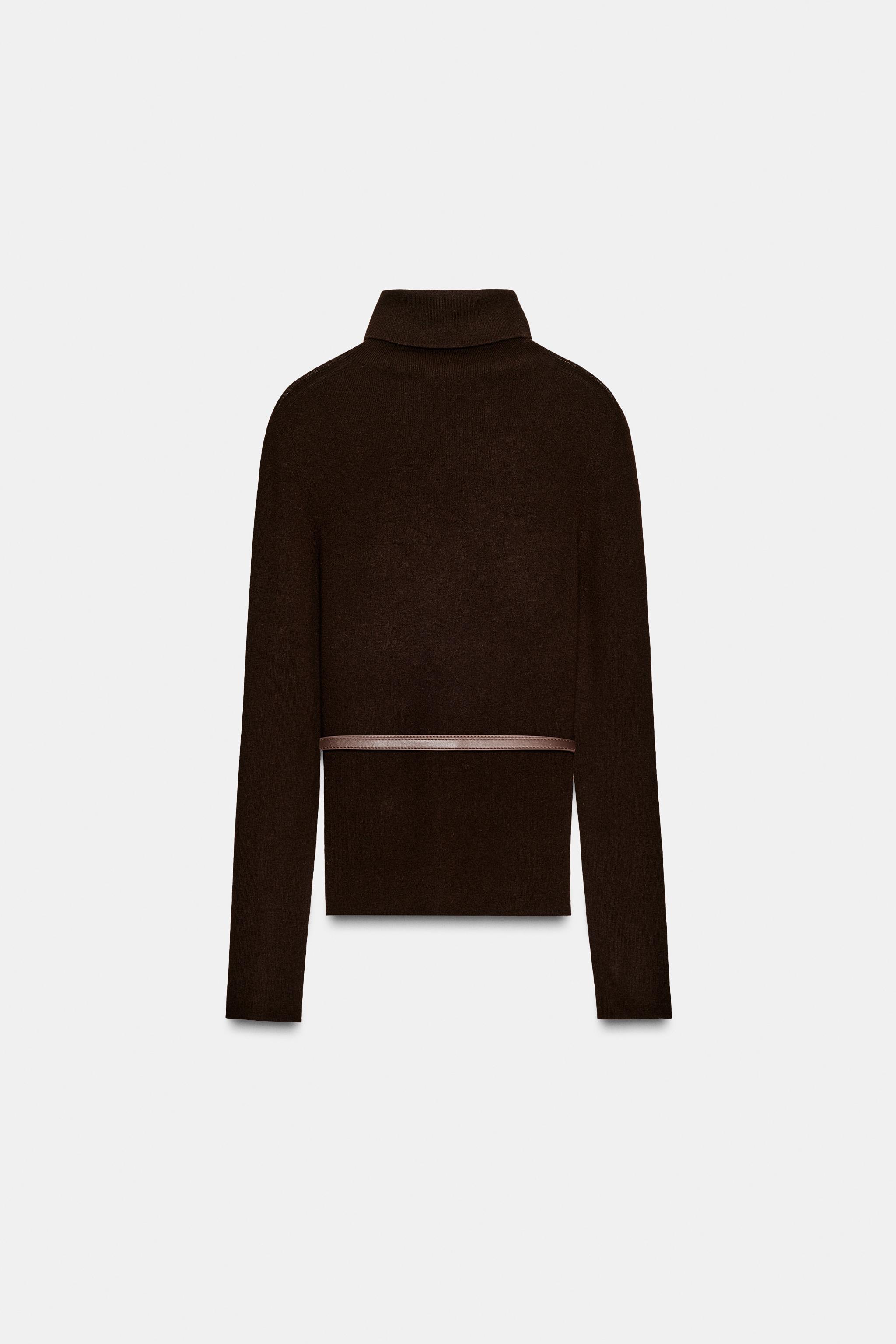 100% WOOL HIGH COLLAR BELTED JUMPER